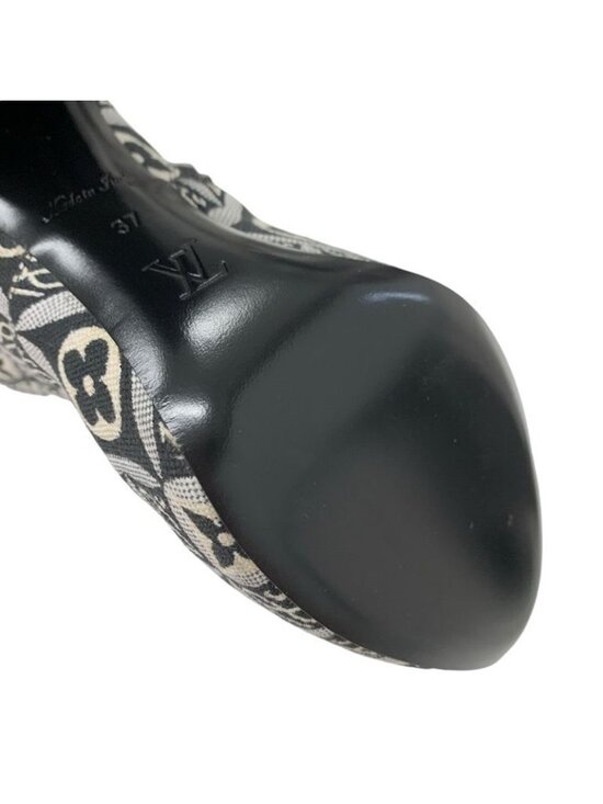 Louis Vuitton Silhouette Line Monogram Boots Short Shoes Fabric Black